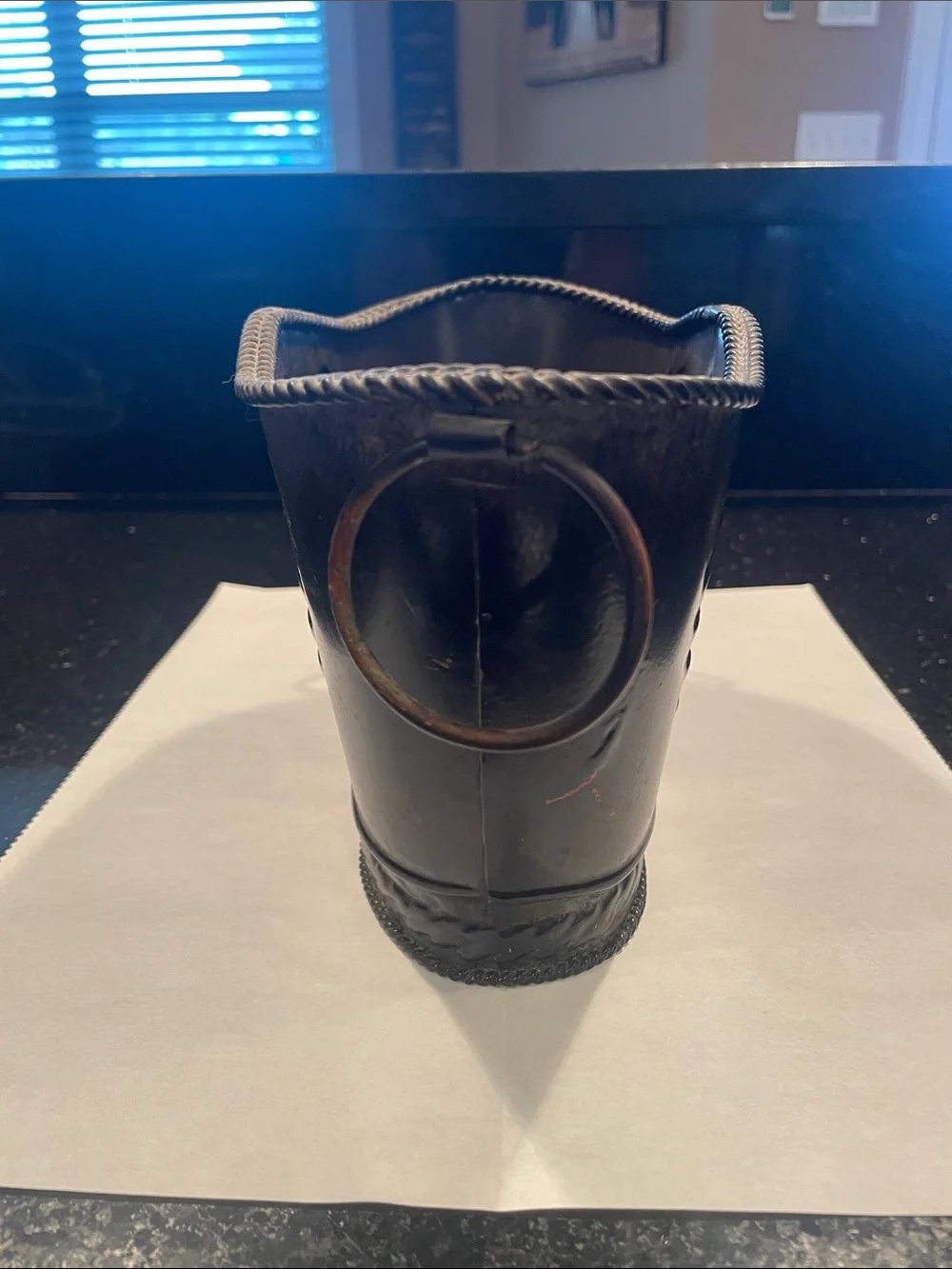 Decorative Black Fleur-de-Lis Metal Planter with Handles